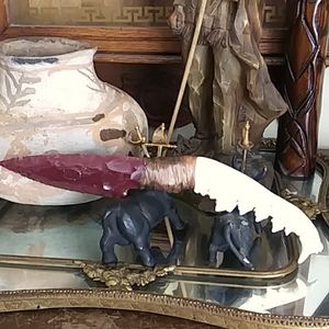 Artisan Coyote Jaw Red Glass Knapped Knife hand crafted 🇺🇸